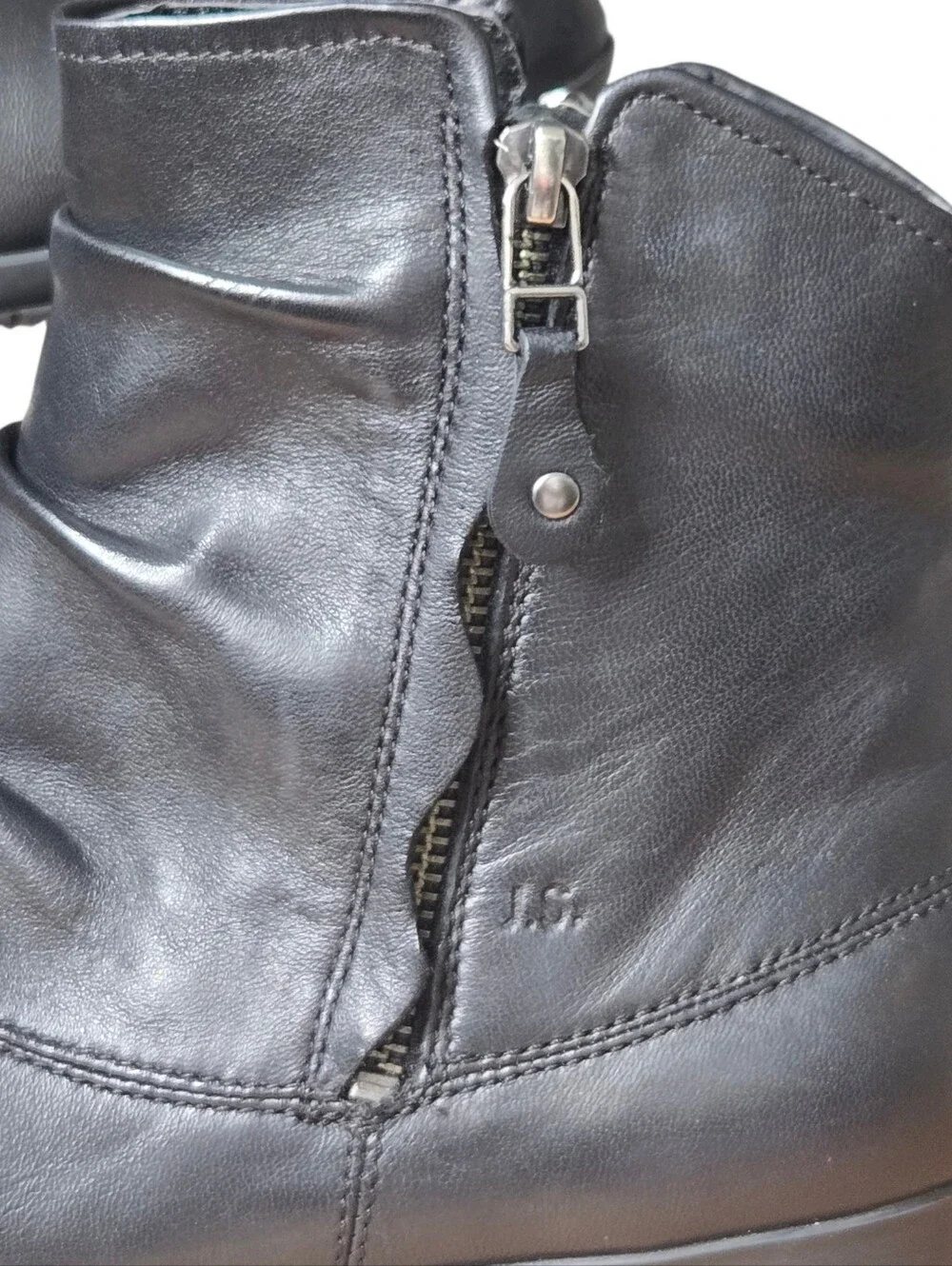 Josef Seibel Womens Black Leather Ruched Naly 24 Ankle Boots EU 40 (US 9-9.5)